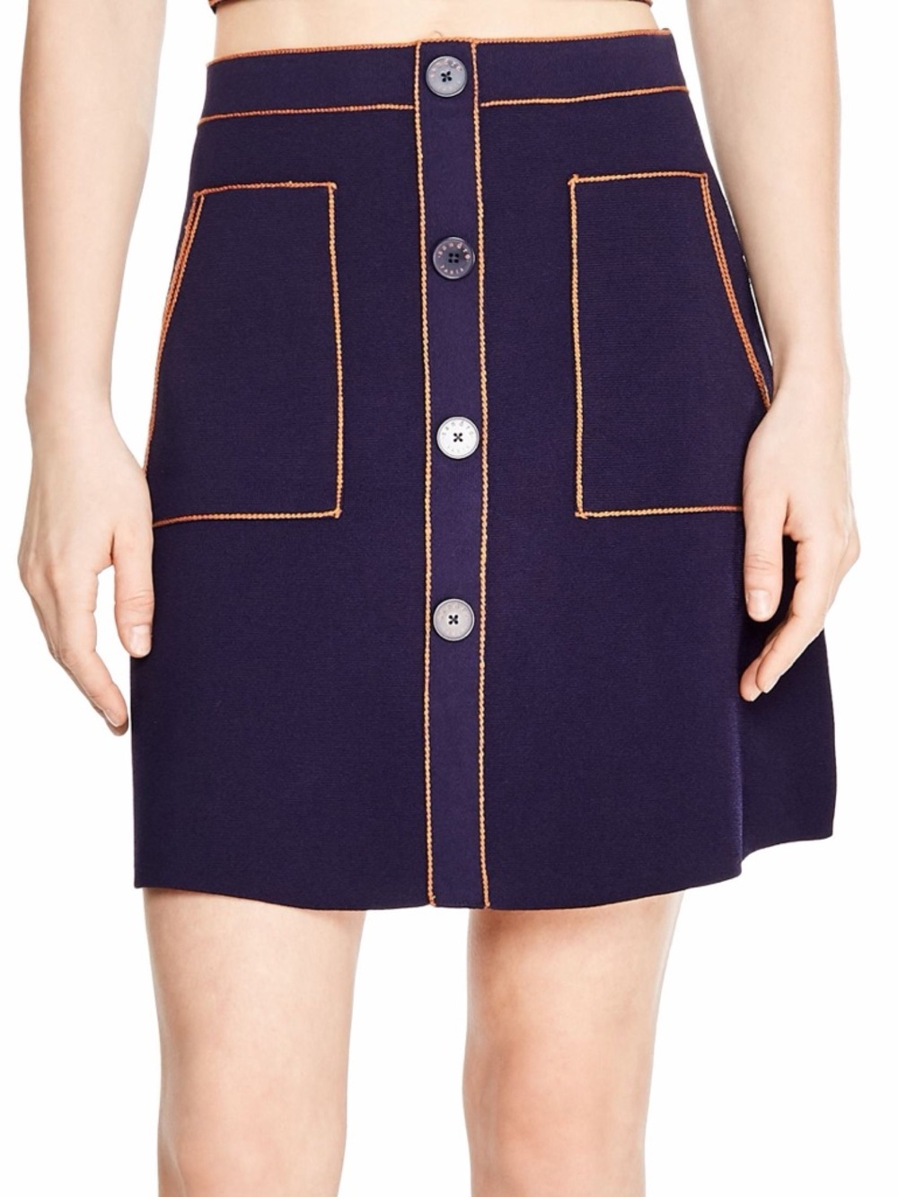 Sandro knit skirt with contrast stitching